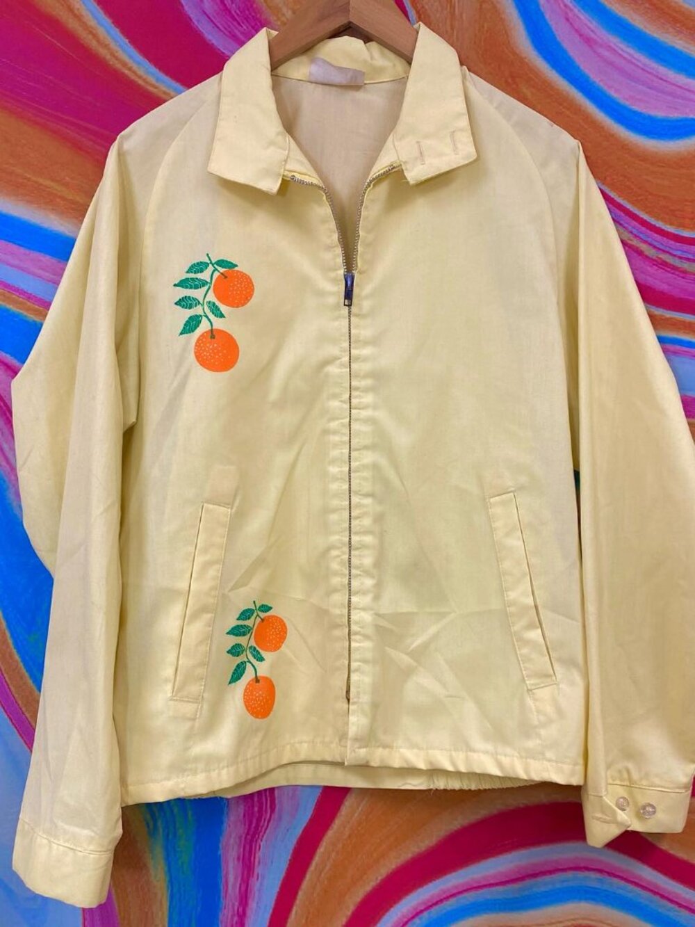 Vintage King Louie Workwear Jacket w/ Block Printed Oranges